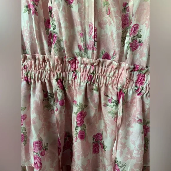 Loveshackfancy Popover Silk Mini Dress in Pink Ivy size XS - Picture 5 of 7